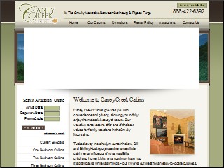 Web site www.caneycreek.com, Caney Creek Cabins