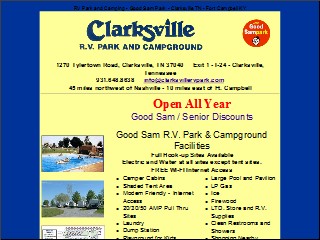 Web site www.clarksvillervpark.com, Clarksville RV Park And Campgrounds