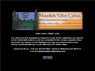 Web site www.meredithvalleycabins.com, Meredith Valley Cabins