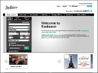 Web site www.radisson.com, Radisson Hotel Memphis